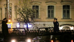Курсанты ВУЦ приняли участие в первой репетиции парада ко Дню Победы, вечером четверга, 25 апреля